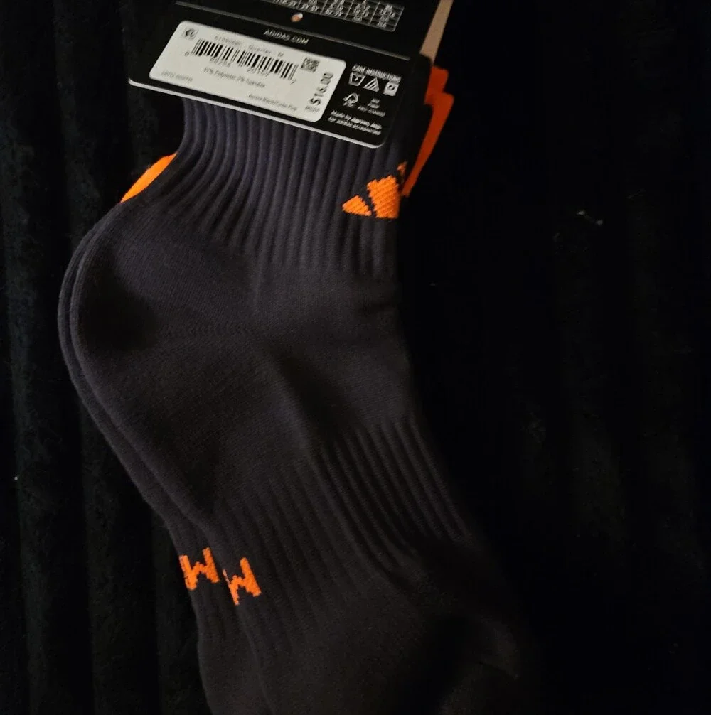 adidas Orange Pure Training Cushioned High Quarter Socks (Men)